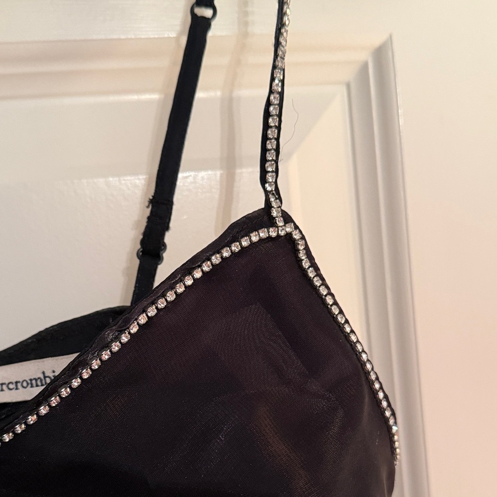 Abercrombie & Fitch Black Rhinestone Strap V-Neck Mini Dress - Picture 5 of 6